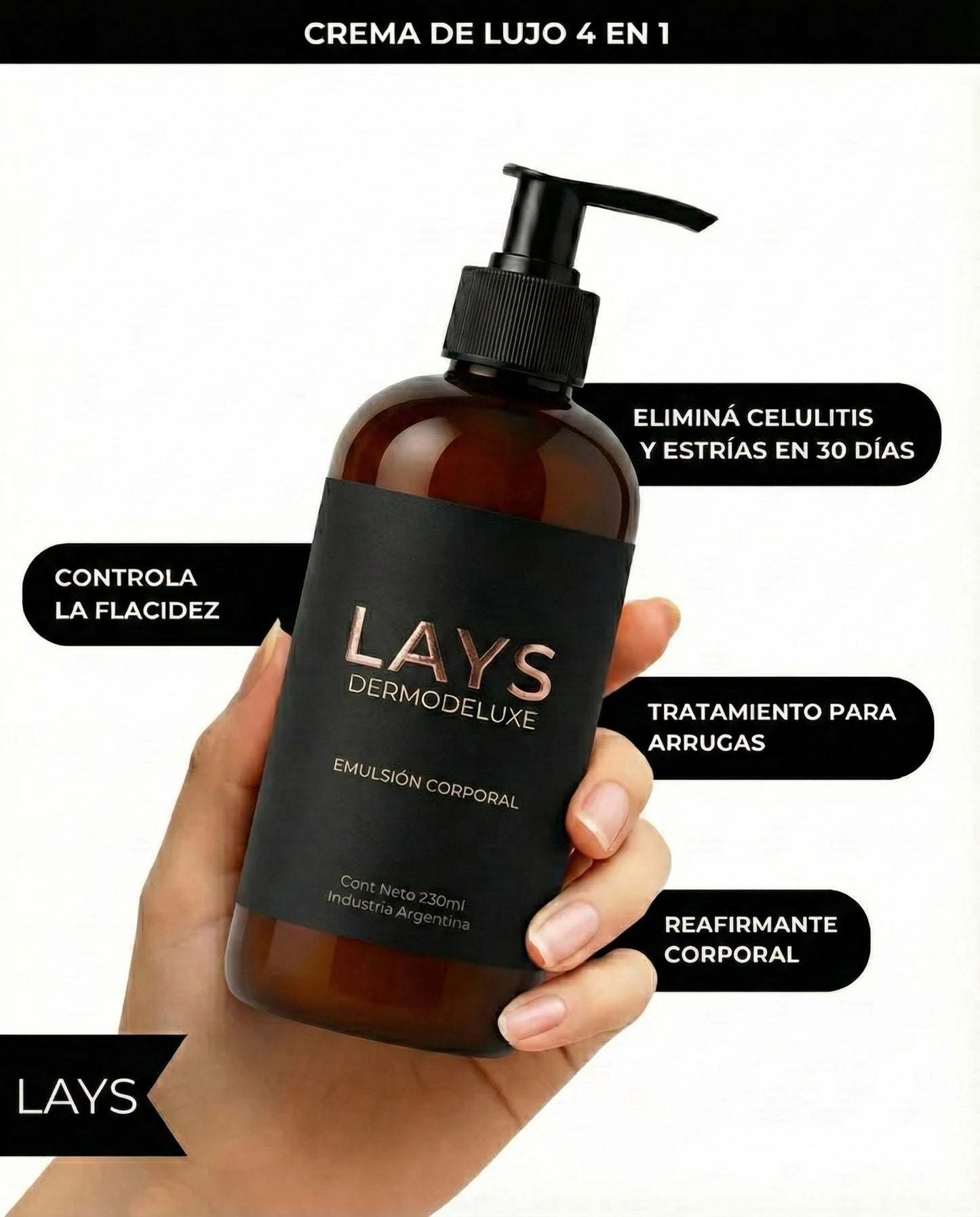 Dermodeluxe Alta Cosmetica: Tratamiento para Celulitis, Flacidez, Arrugas y Reafirmante - 230 ML