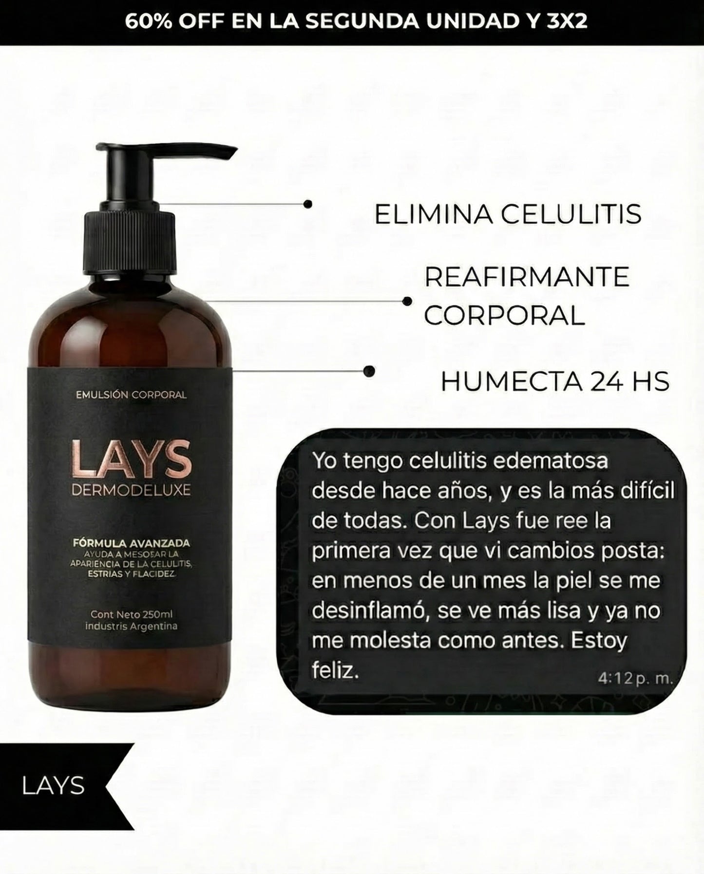 Dermodeluxe Alta Cosmetica: Tratamiento para Celulitis, Flacidez, Arrugas y Reafirmante - 230 ML